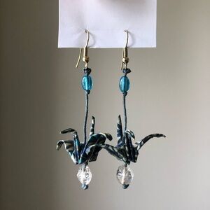 Paper crane origami earrings